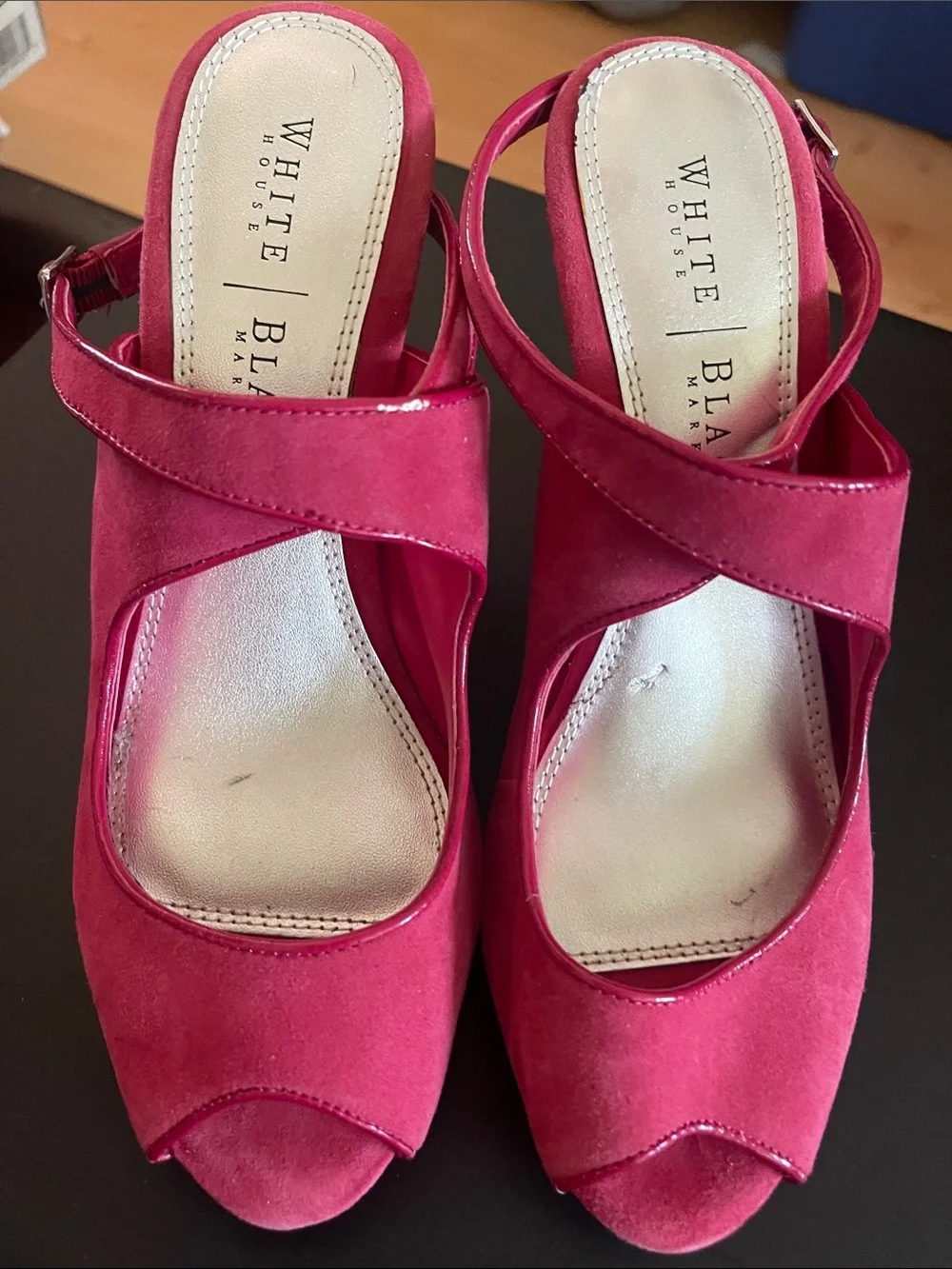 White House, black market /Fuchsia Pink  Crisscross Peep-Toe Heels